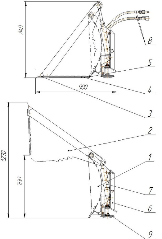 ковш челюстной 4в1 на мини погрузчик